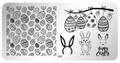 Pamper Plates Professional Nail Stamping Plates - Design #45 (Easter Eggs, Bunny Ears, Happy Easter Text)