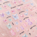 Moxie Ultra Thin Flexible Nail Art Stickers - Pastel Coloured Teddy Bears