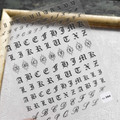 Moxie Ultra Thin Flexible Nail Art Stickers - Black Old English Text
