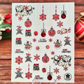 Christmas Nail Stickers (Red, White, Black) - Baubles, Stars, Snowflakes, Snowmen