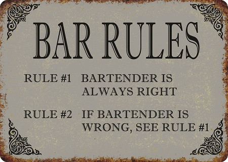 BAR RULES SIGN - GR8PLATES