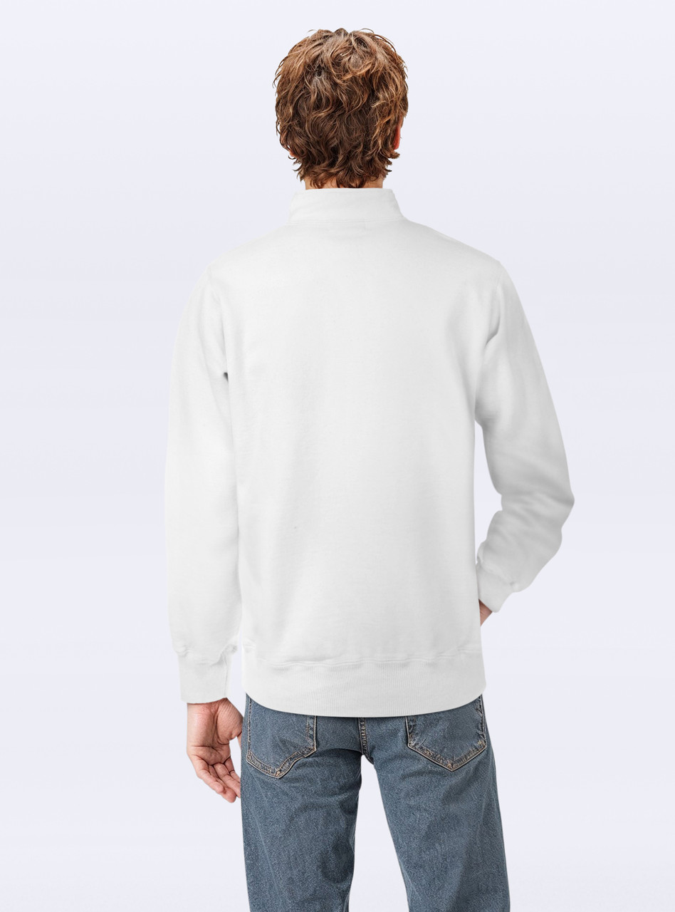 Buy Zip Neck White 100% Cotton Online | Just Sweatshirts