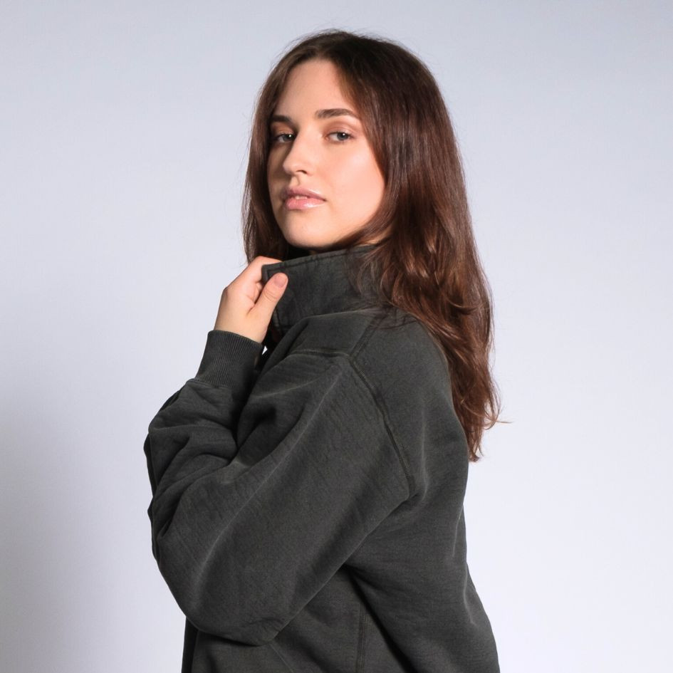 Buy Zip Neck Charcoal 100% Cotton Online | Just Sweatshirts