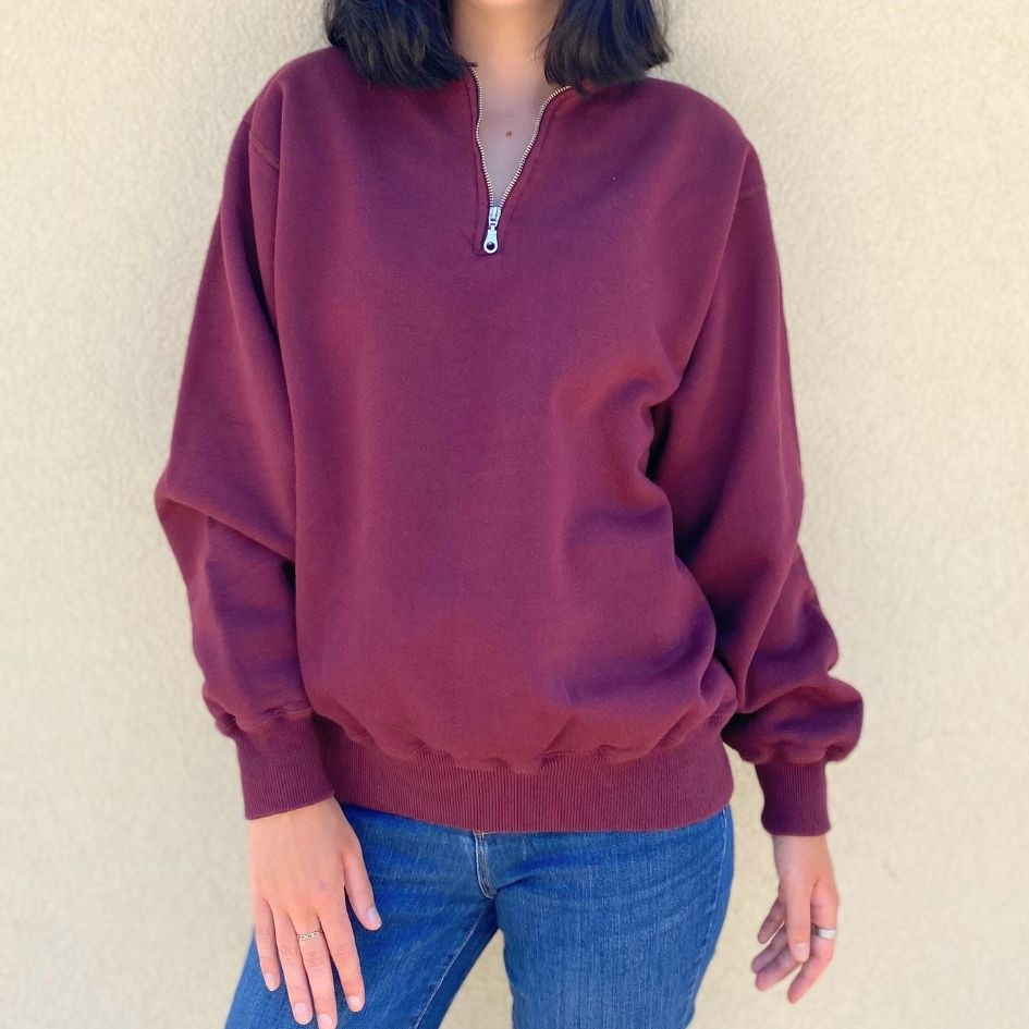 Zip Neck True Burgundy 100% Cotton For Sale | Just Sweatshirts