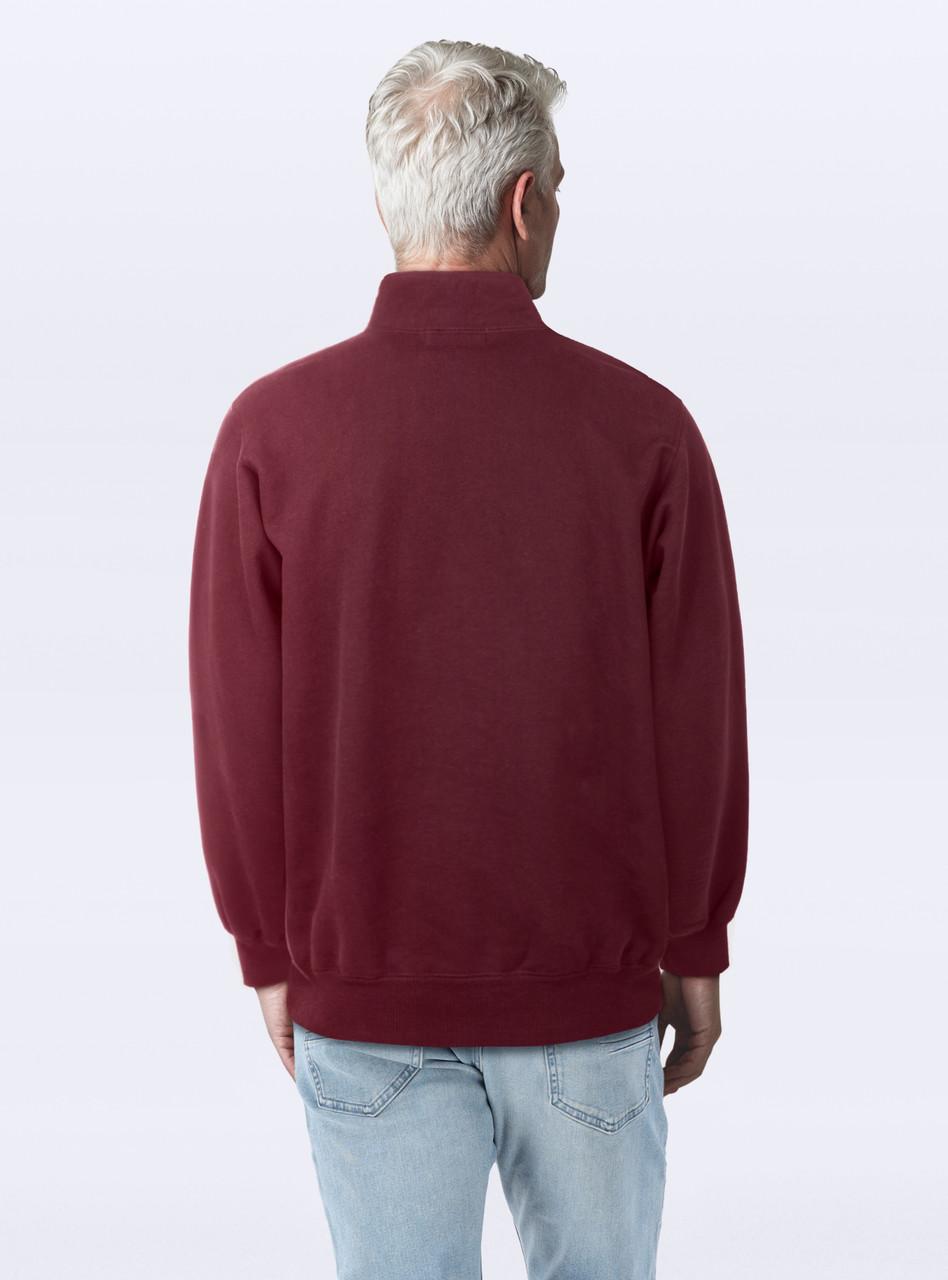トップス everyone exclusive sweatshirt BURGUNDY JustSweatShirt 100% Cotton Half Zip Sweatshirt