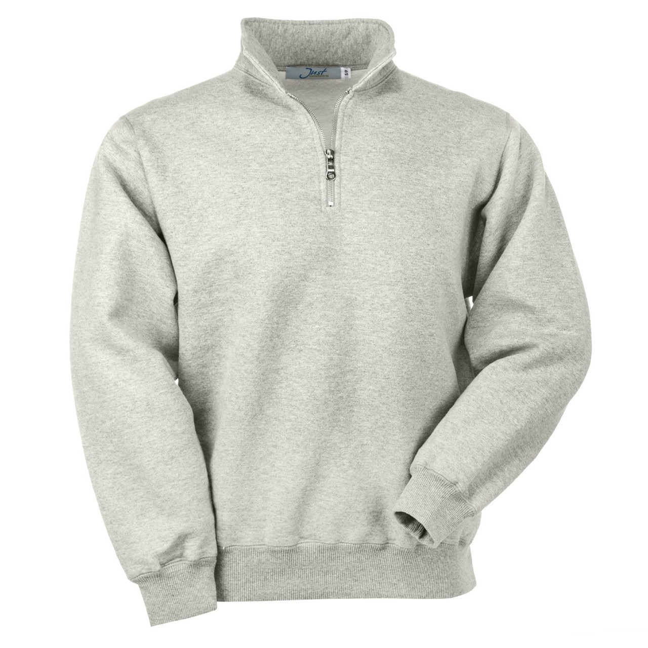 Zip Neck Grey Mix 95% Cotton | Men's Heavyweight Half Zip Neck