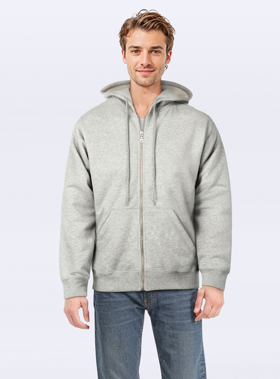 Shop Hooded Full Front Zipper | Mix Grey | Just Sweatshirts