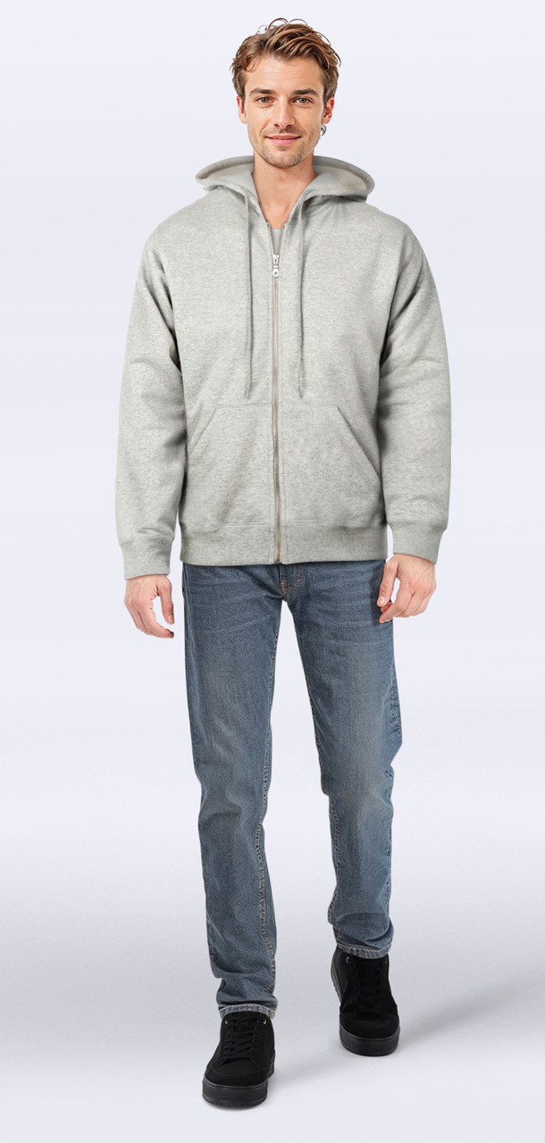 Shop Hooded Full Front Zipper | Mix Grey | Just Sweatshirts