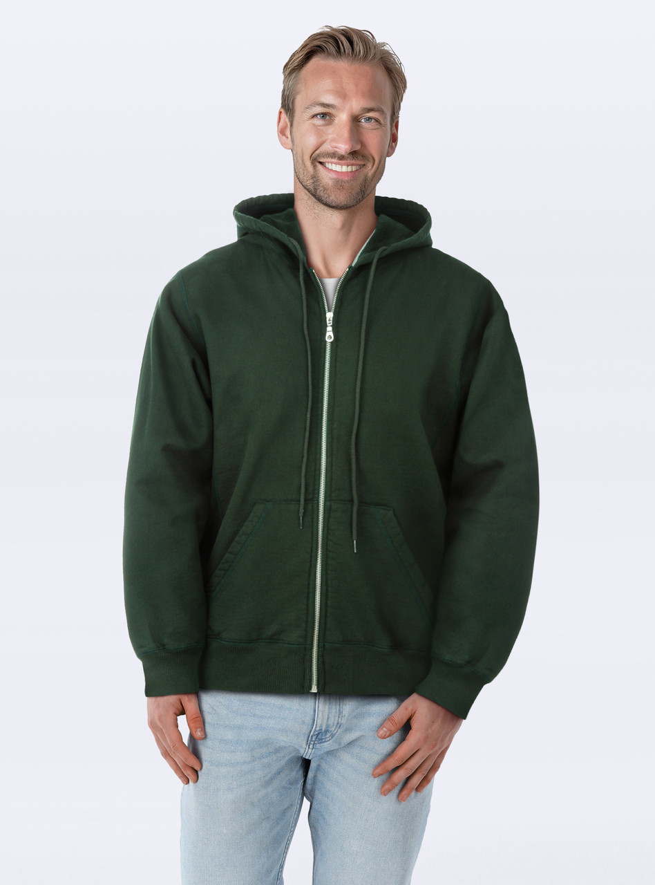 Hooded Full Front Zipper Park Green 100% Cotton