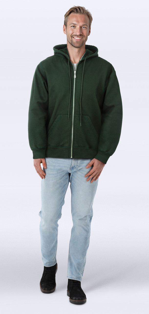 Hooded Full Front Zipper Park Green 100% Cotton