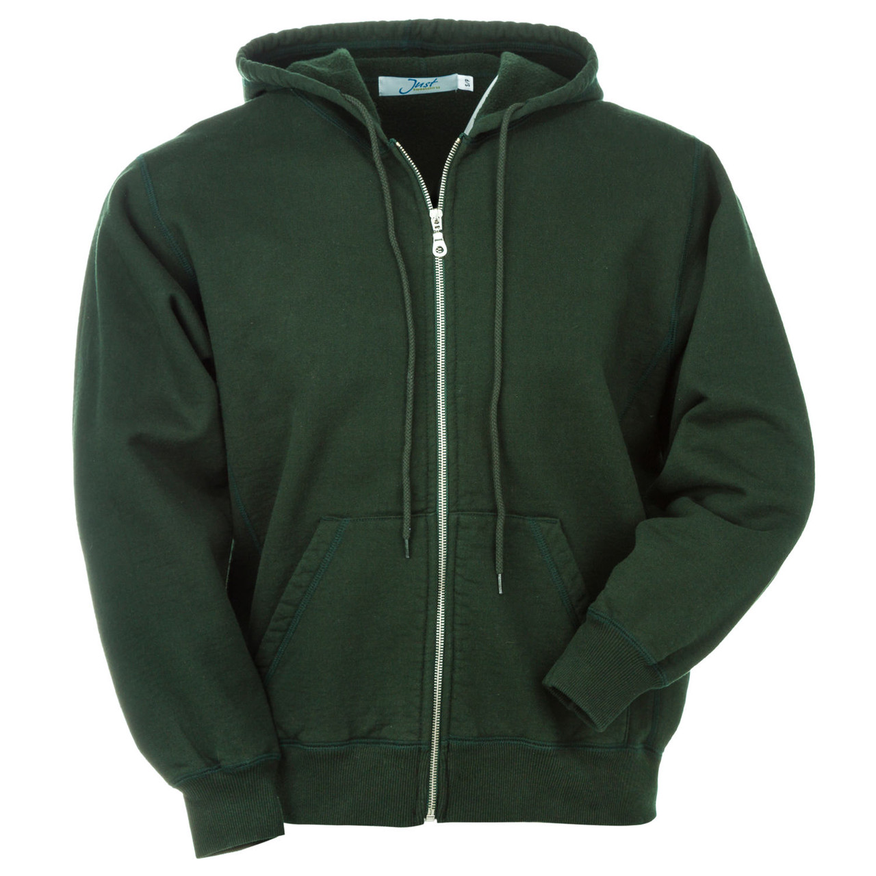 Hooded Full Front Zipper Park Green 100 Cotton Men s Heavyweight