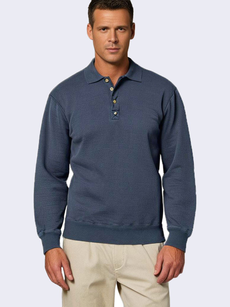 Button Polo Navy Sand 100% Cotton Men's Button Polo