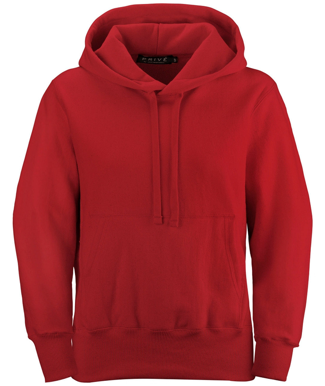 Priv Hoodie Red with Side Rib 100 Cotton