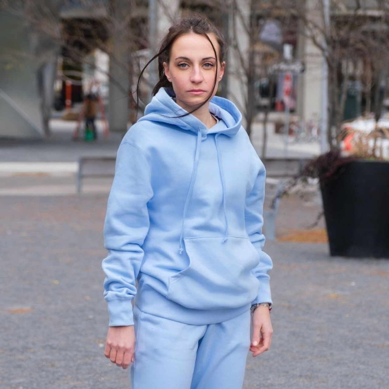 Light blue store sweatpants and sweatshirt