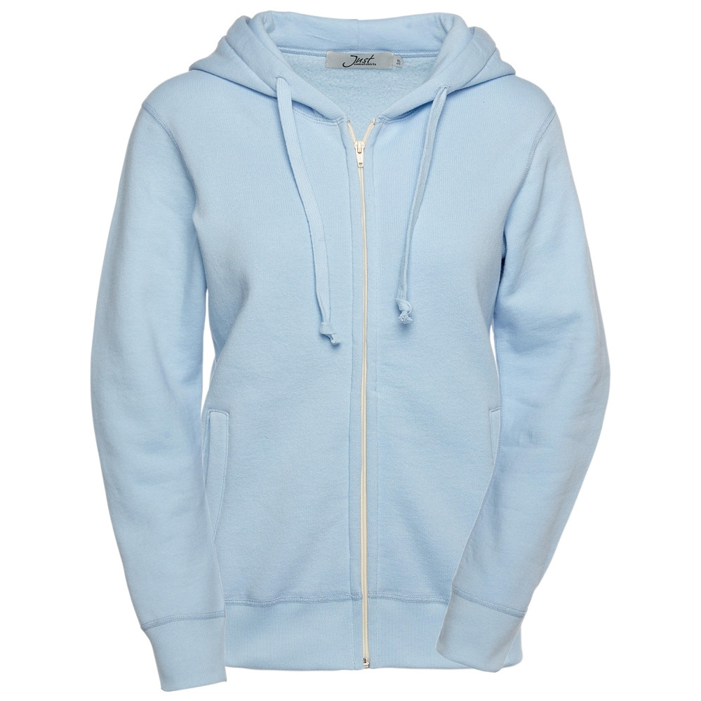 Ladies Zipper Hoodie 100% Cotton Ultra Soft Powder Blue