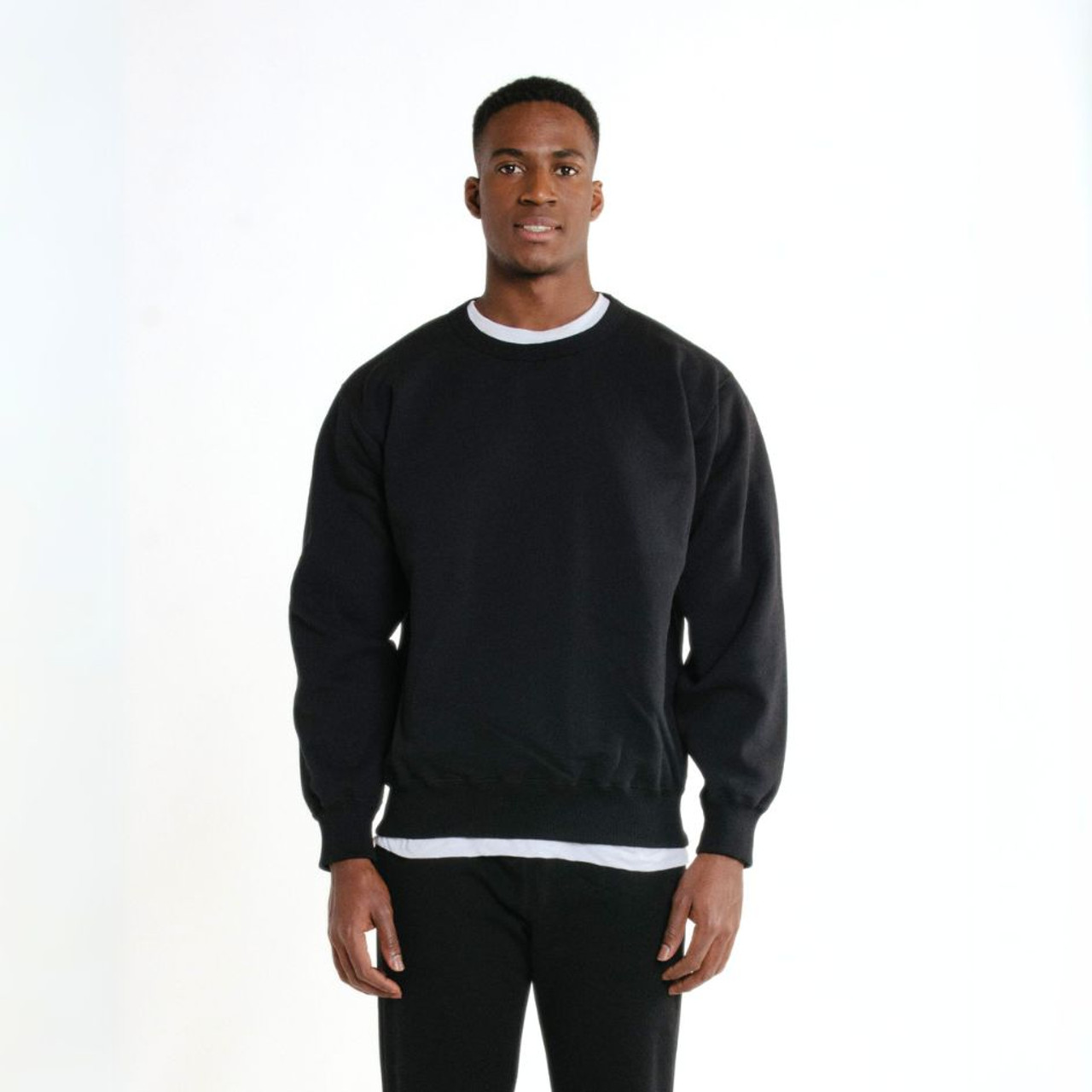 Buy 100% Cotton Black Crewneck, Mens Heavyweight Sweatshirts