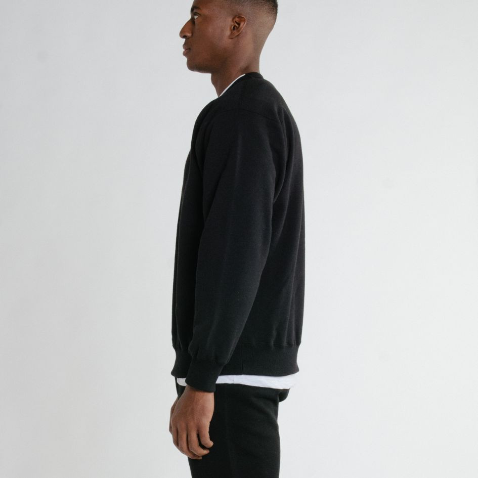 Crewneck Black 100% Cotton JustSweatShirt All Cotton