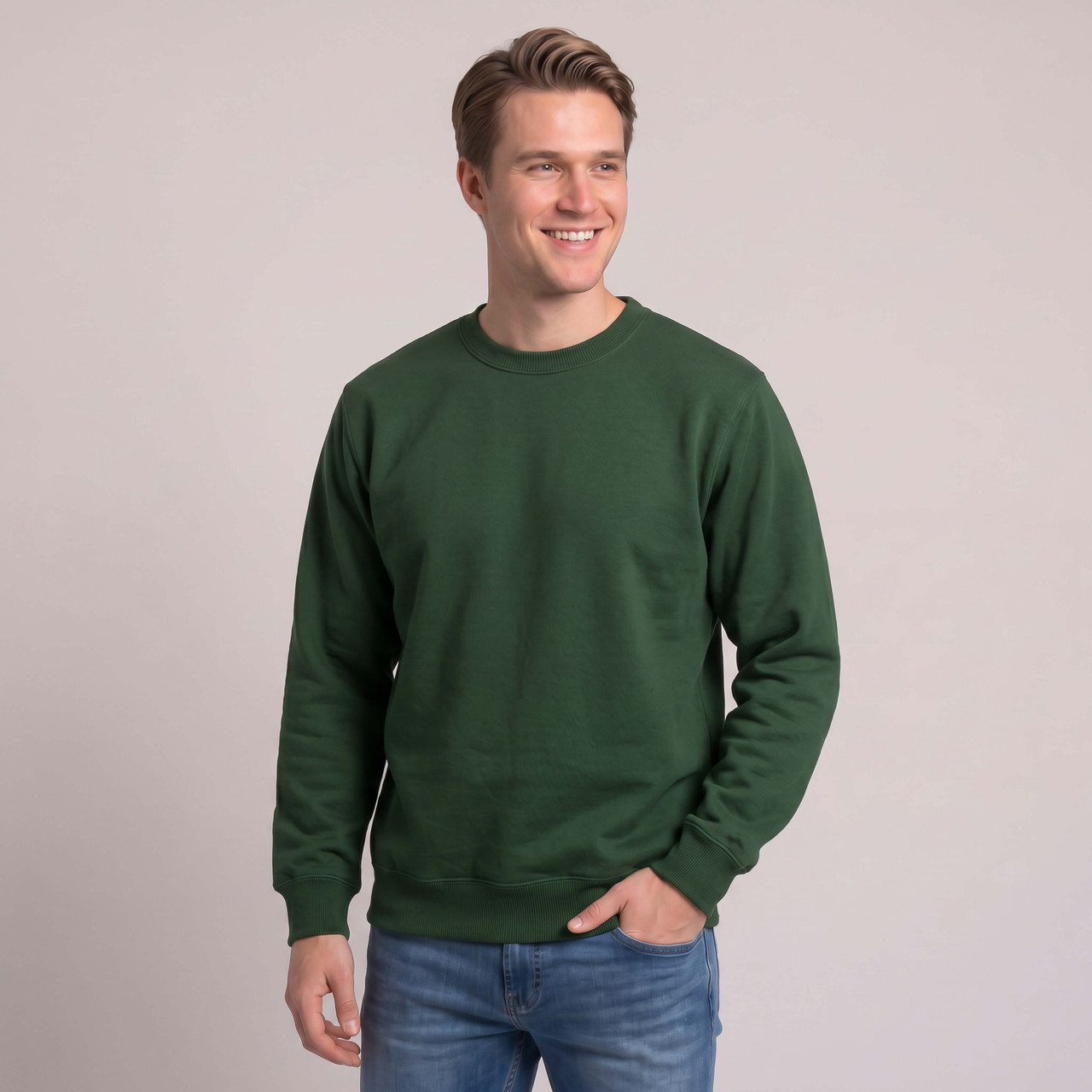 Crewneck Park Green 100 Percent Cotton Sweatshirt