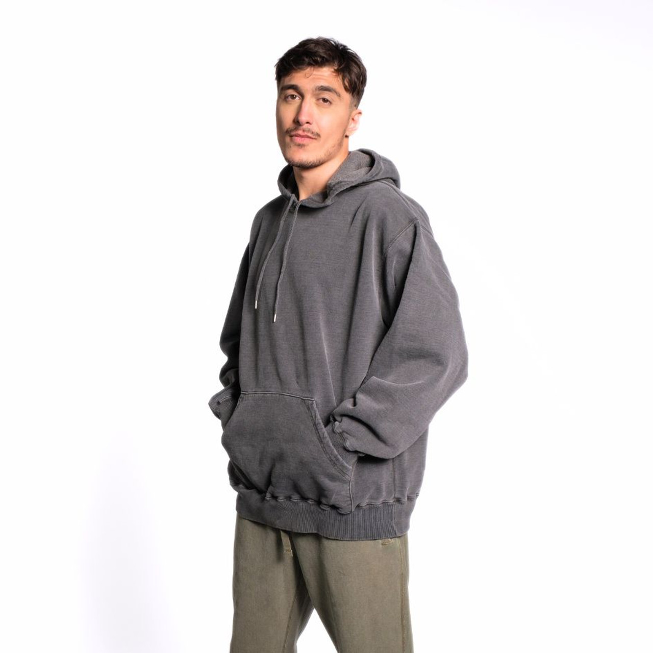 Hooded Pullover Charcoal 100 Cotton