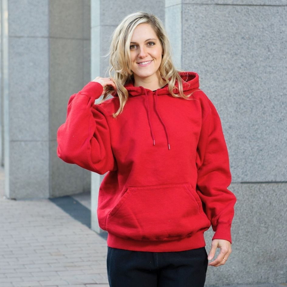 Hooded Pullover Ruby Red 100% Cotton - Main Image