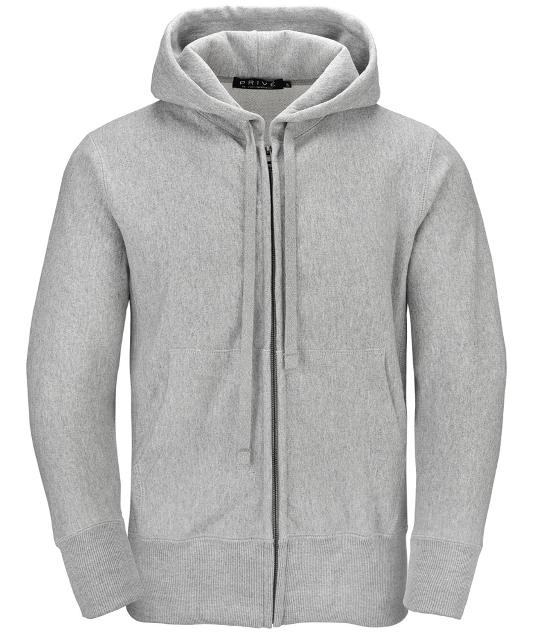 Luxurious Full Zip Hoodie Unisex Gray with Side Rib panel 100