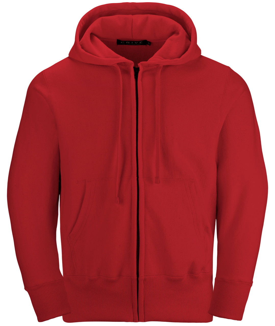 Luxurious Full Zip Hoodie Unisex Red with Side Rib panel 100