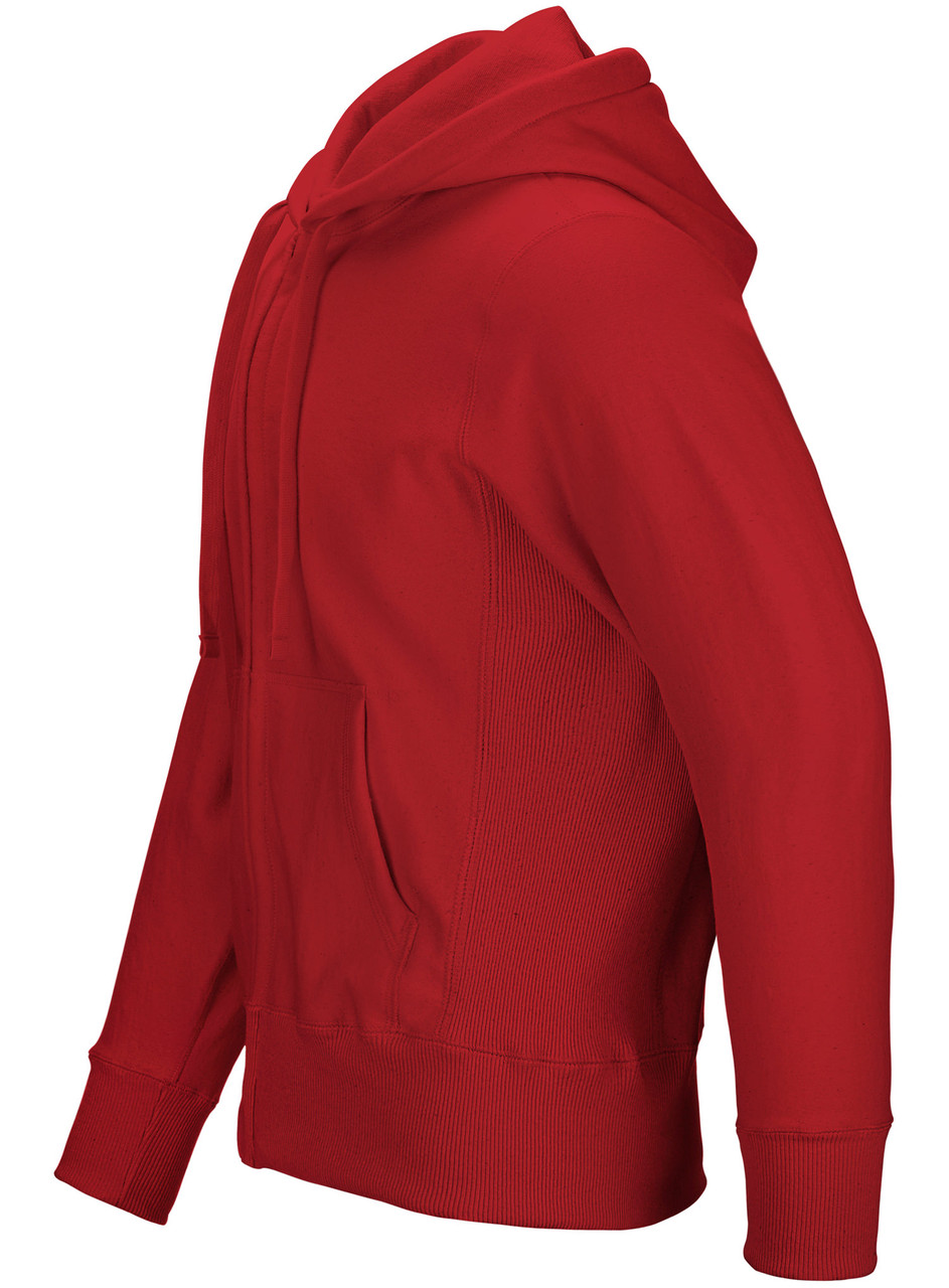 Luxurious Full Zip Red Hoodie | Side Rib panel | 100% Cotton