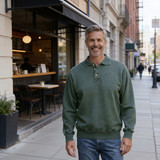 MEN'S 3 BUTTON POLO SWEATSHIRTS - 100% COTTON