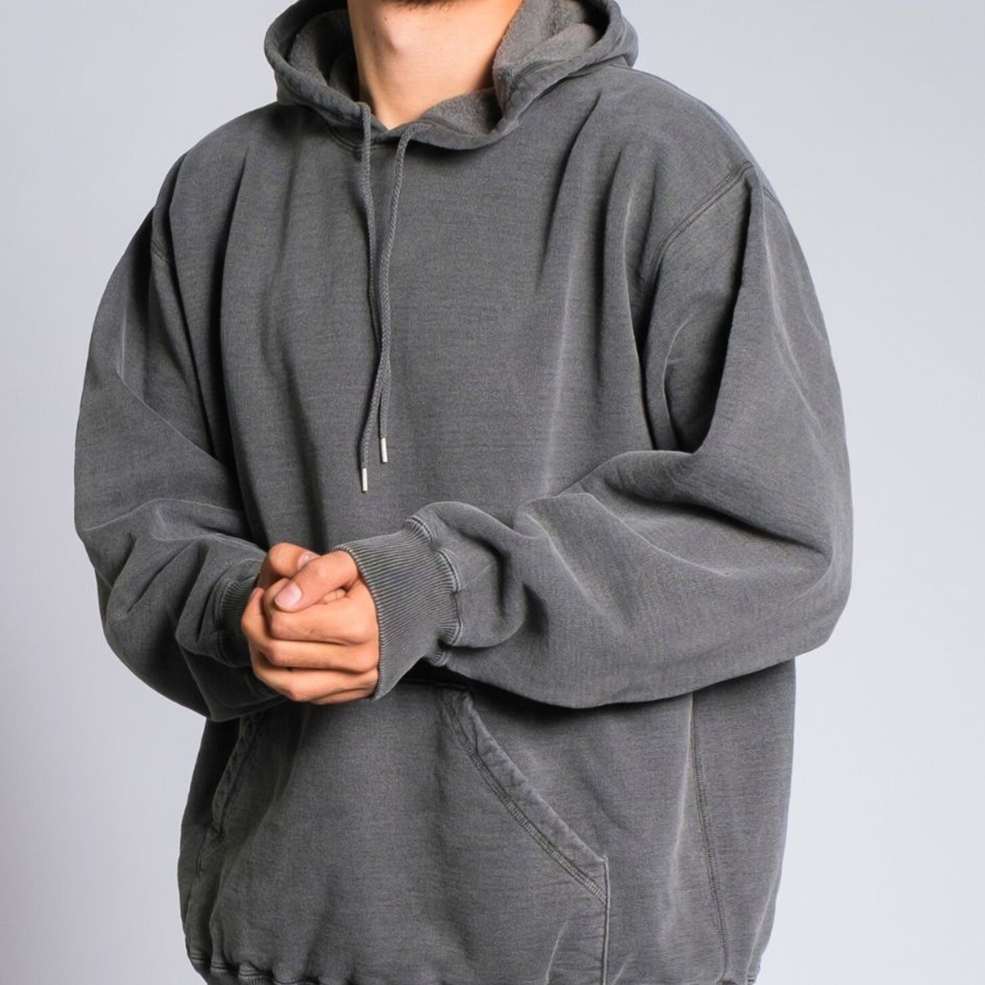 Hooded Pullover Black Sand 100% Cotton | Men's Heavyweight Hooded