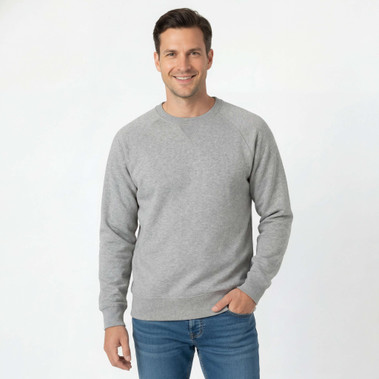 Crewneck Men's Fine French Terry Gray Mix 100% Cotton
