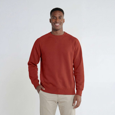 Crewneck Men's Fine French Terry Warm Red 100% Cotton