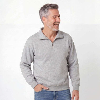 Zip Neck Grey Mix 95% Cotton