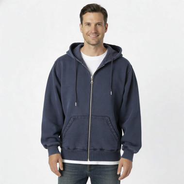 Just Sweatshirts Navy blue hooded zipper sweatshirt, Best Hoody, full front zip, 100% cotton, from Just Sweatshirts.