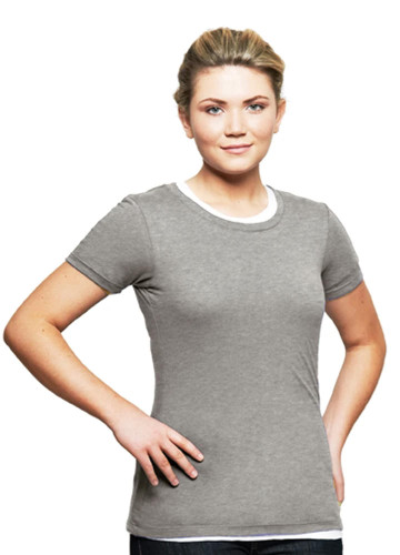 Just Sweatshirts T-Shirt Ladies Short Sleeve 100% Cotton Grey Mix, women's grey short sleeve cotton t-shirt.