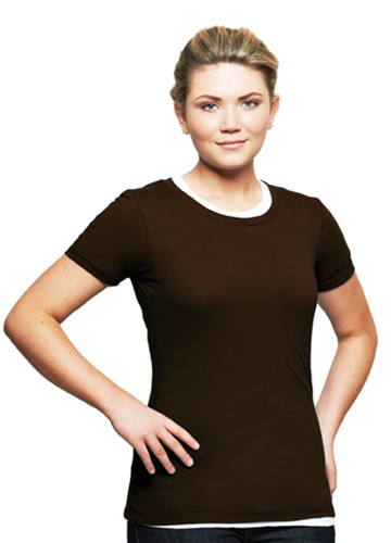 Just Sweatshirts T-Shirt Ladies Short Sleeve 100% Cotton Dark Chocolate, women's dark brown short sleeve cotton top.