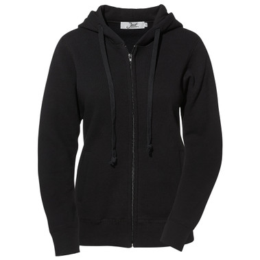 Ultra Soft Ladies Zipper Hoodie Black 100% Cotton