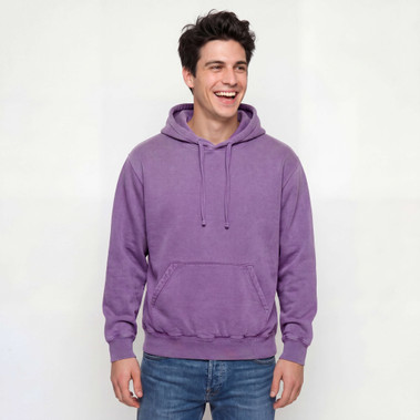 Just Sweatshirts Hooded Pullover Plum Sand 100% Cotton no  hoody, purple color, large kangaroo pockets.