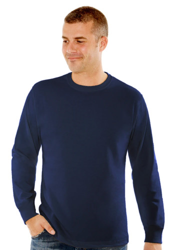 T-Shirt Men's Long Sleeve 100% Cotton Dark Navy