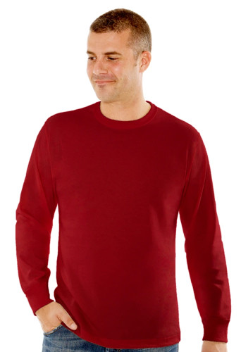 T-Shirt Men's Long Sleeve 100% Cotton Ruby Red