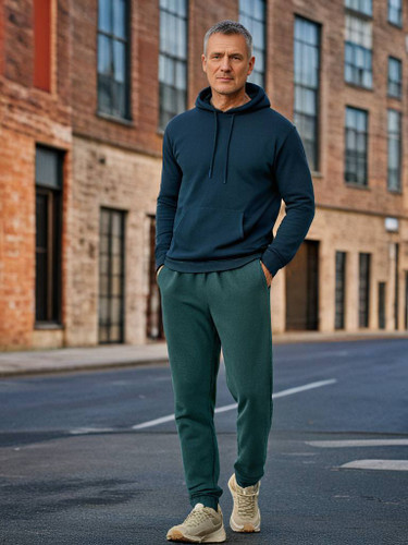 Just Sweatshirts Classic Heavy Sweatpants in Pine Sand, 100% Cotton, green color, heavy fabric, men's casual wear.