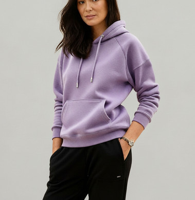 Classic Hoody 100% Cotton Lavender with Ribbed side panels