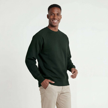 Just Sweatshirts Park Green crewneck men's fine French terry sweatshirt made from 100% cotton, dark green in color.