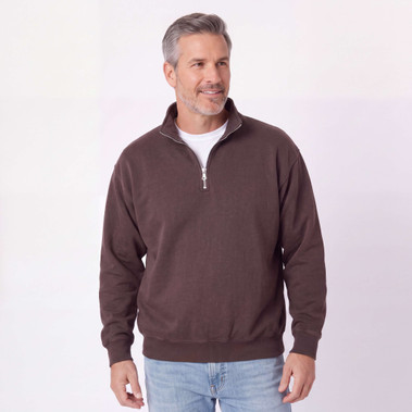 Zip Neck Washed Eggplant 100% Cotton