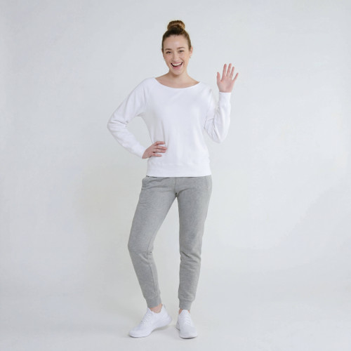French Terry Scoop Neck Sweatshirt White