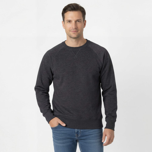 Just Sweatshirts Charcoal grey Crewneck Men's Fine French Terry 100% elegant all cotton sweatshirt for everyday wear.