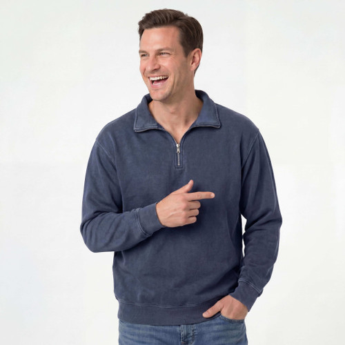 Zip Neck Navy Sand 100% Cotton