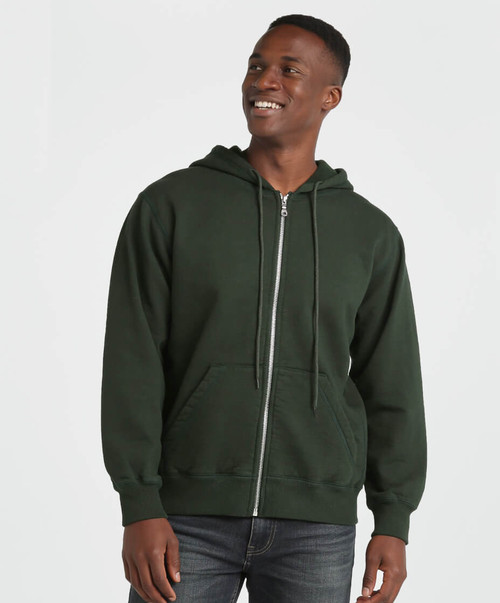 Hooded Full Front Zipper | Park Green | Just Sweatshirts