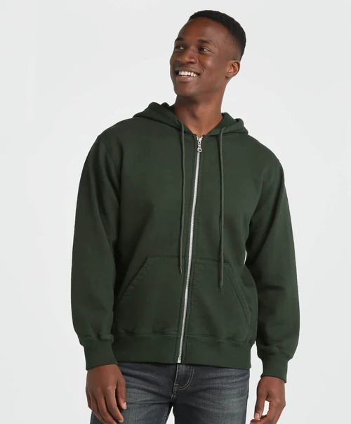 Hooded Full Front Zipper Park Green 100% Cotton Hooded Full Front Zipper Park Green 100% Cotton