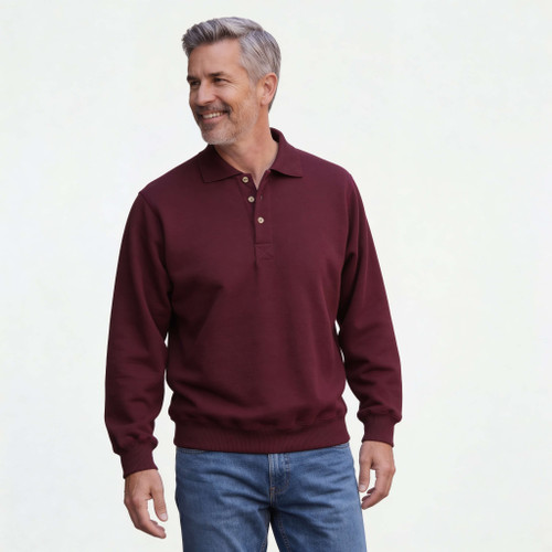 3 Button Polo Burgundy 100% Cotton