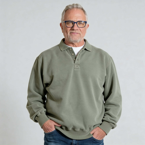 3 Button Polo Olive Sand 100% Cotton